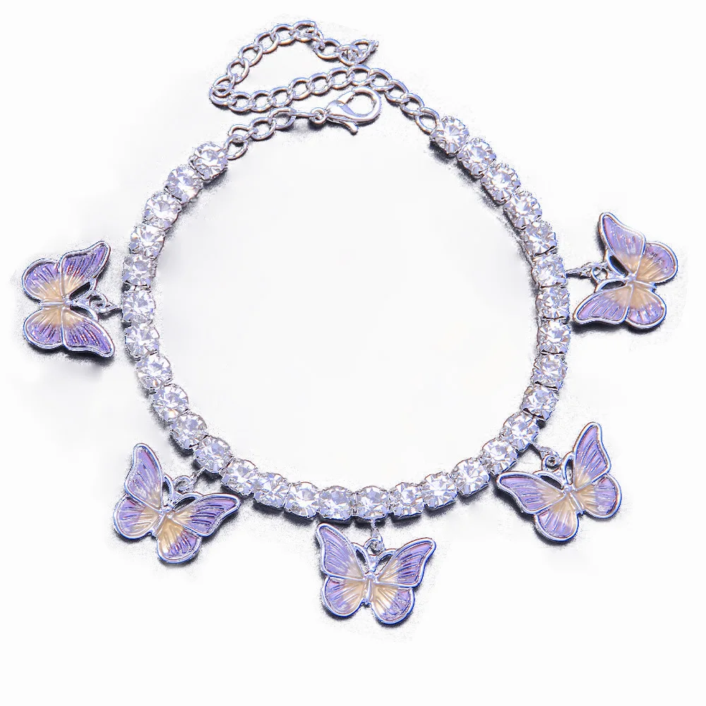 

Eico Fantasy color butterfly anklet new drip oil painting beach foot ornaments ladies accessories Anklet, Photo