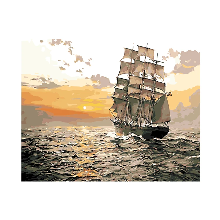 

Drawing Canvas Diy Abstract Oil Painting Sailboat At Sea Hand Painted Wall Pictures For Living Room Home Decoration