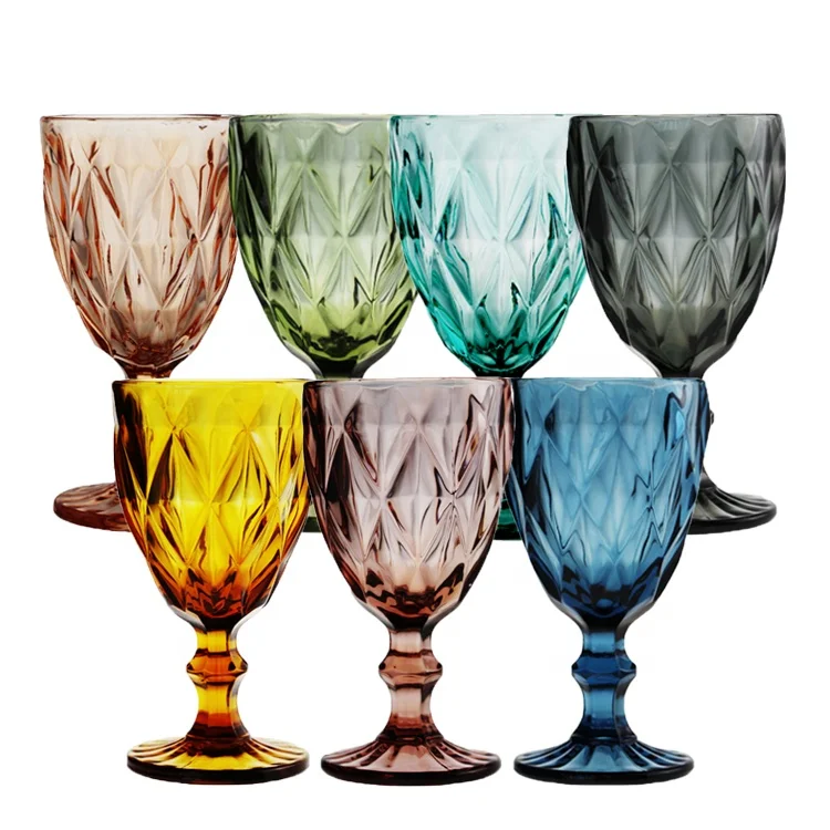 

European Wonder Multi Colored Retro Wedding Water Wine Goblet Glass