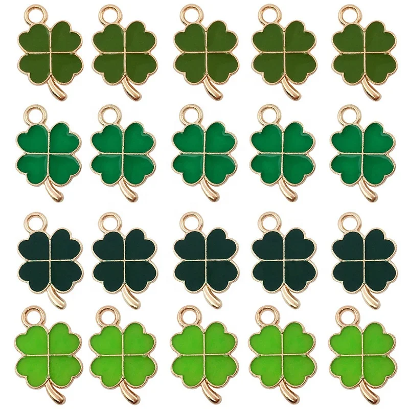 

Fashion Suyao Lucky Green Shamrock Charm Pendants Assorted Four Leaf DIY Enamel Pendants for Jewelry Making Accessories Charms