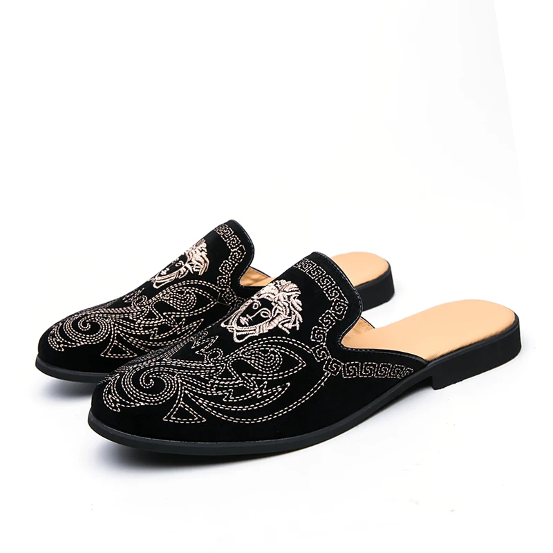 

Wholesale Stock Beach Mules Men Slides Custom Logo Leather Sleeper Sandals Designer Footwear Slides Slippers For Men