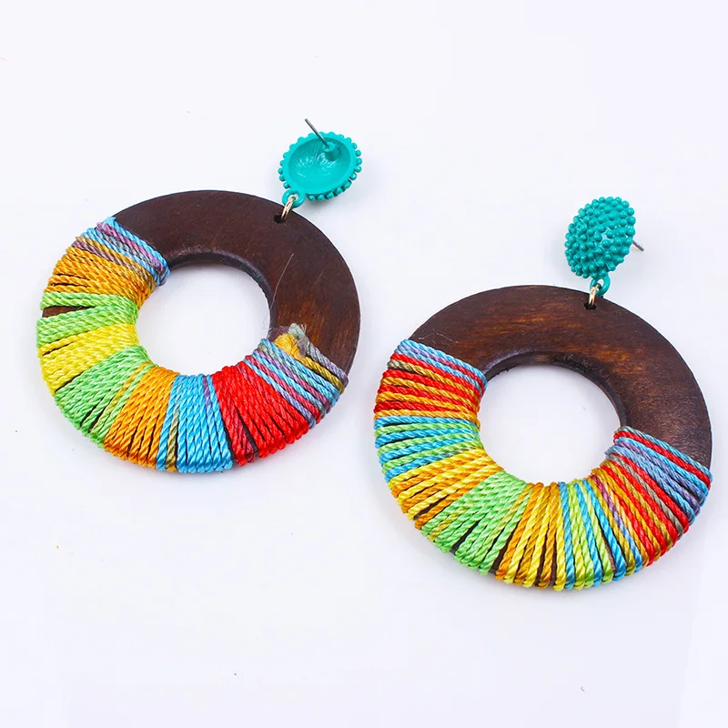 

XD14 Balry 2019 trending products Ethnic Style Handmade Wood Geometry earrings in Europe and America fashion earrings wholesale, Multi color