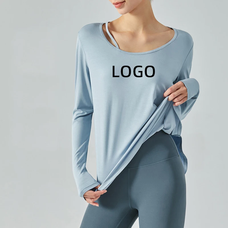 

Autumn New Light Weight Soft Women Fitness T-Shirts Women Long Sleeve Running Loose Workout Wear Gym Top