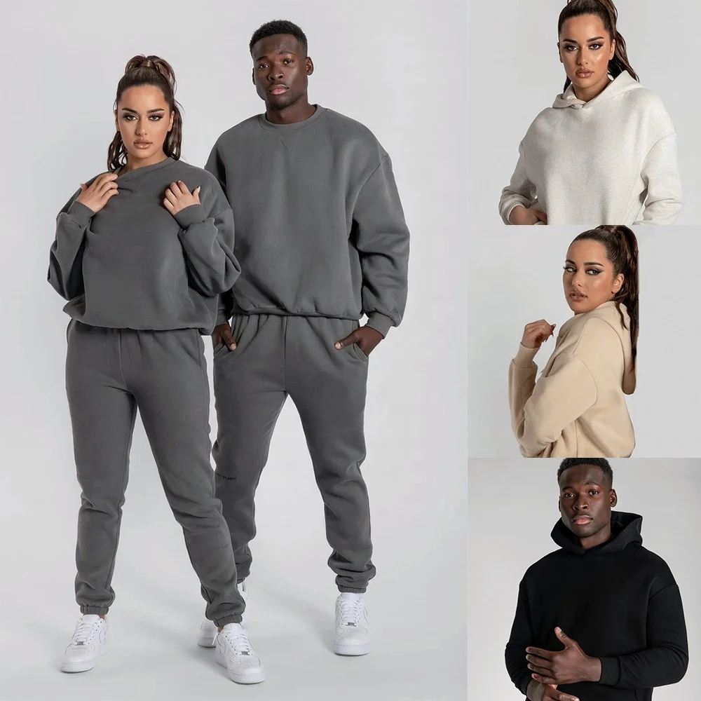 

Wholesale Custom Private Label Unisex Cotton Casual Wear Hoodie Sweat Pants Two Piece Tracksuit Sets, Custom color