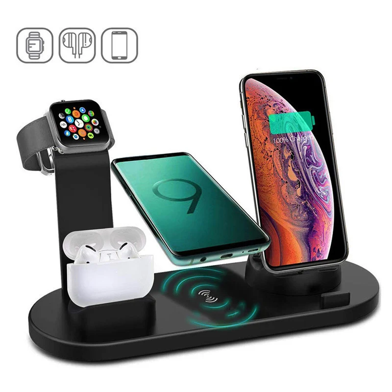 

2021 Newly Holder Phone Popular Multifunctional 6 in1 4 in 1 Wireless Charger Fast Charging Dock Stand Desktop Charging Station