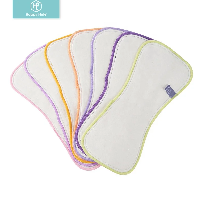 

HappyFlute 3 layers hemp cotton 8 shape design stitched color absorbent microfiber reusable cloth diaper insert