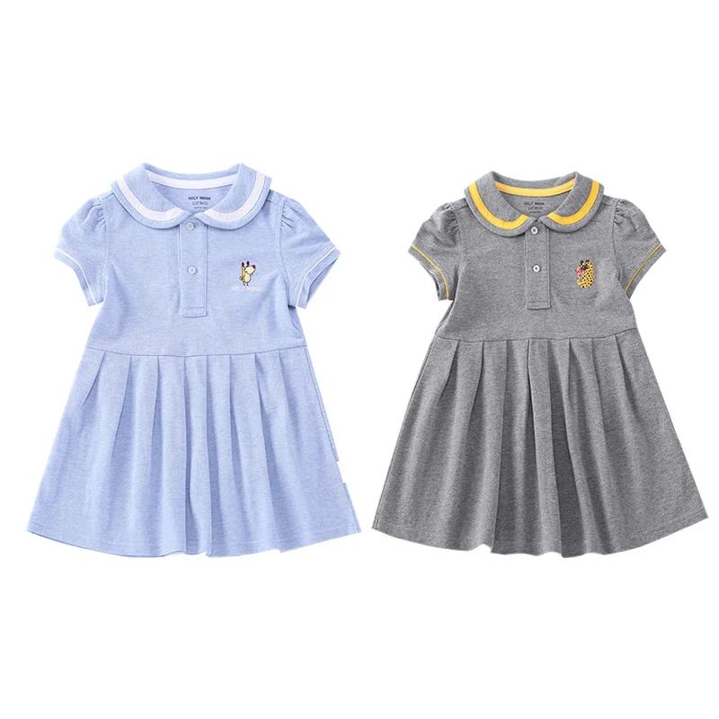
New design High quality 2-7 years old Baby Girls Cotton Boutique Fashionable Dress With Short Puff Sleeves For Kids 