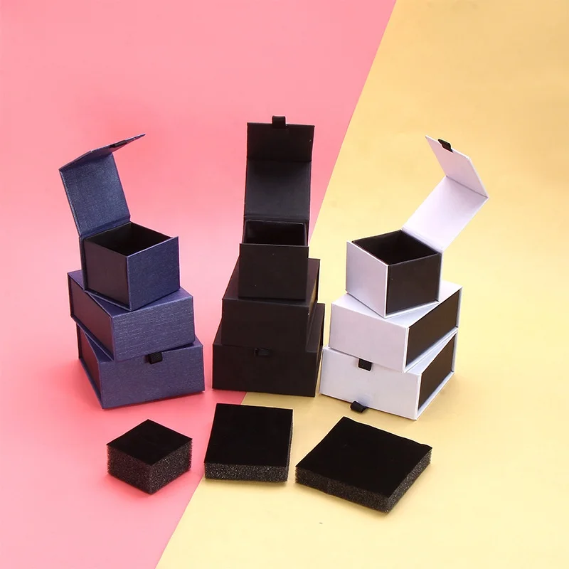 
New Style magnetic closure flap cardboard jewelry box ring gift packaging box 