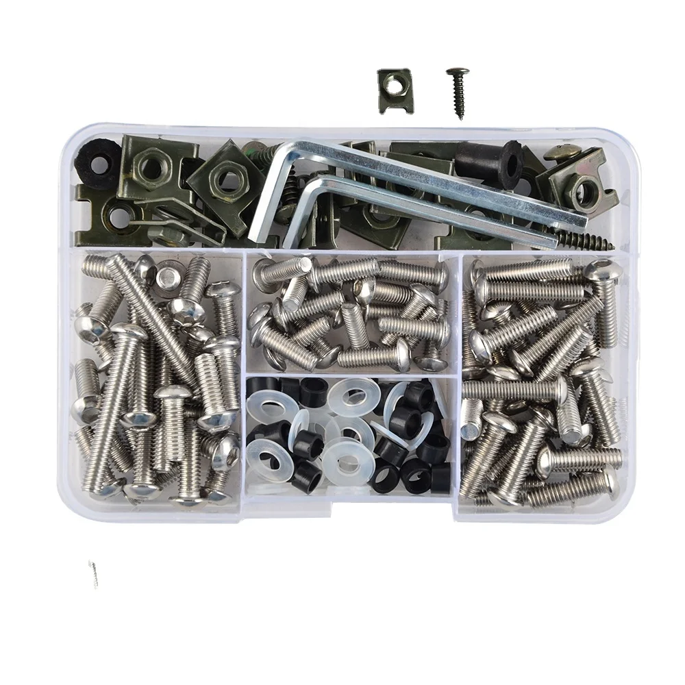 

2022 Best Hot Sale WHSC Motorcycle Screw Kit Lag Kit Bolt Kit 165PCS In One Box Packing, Unpainted color: white color
