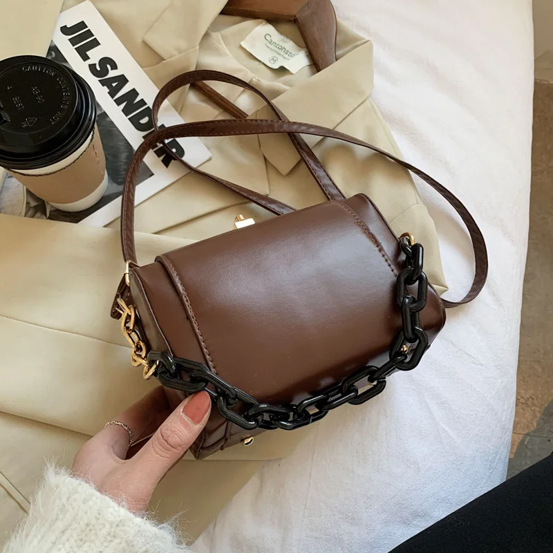 

French Cubic Purse Solid Color Lady Crossbody Chains Bag Women Purses Pu Leather Ladies Handbags, Customizable