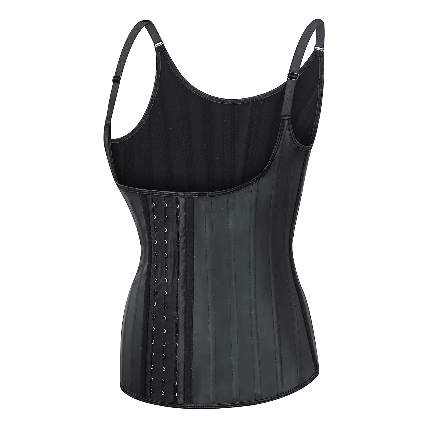 

Glory 25 Steel Bone Tummy Control Latex Waist Trainer Corset for Women with Small Shoulder Strap Shaping Vest, Black nude