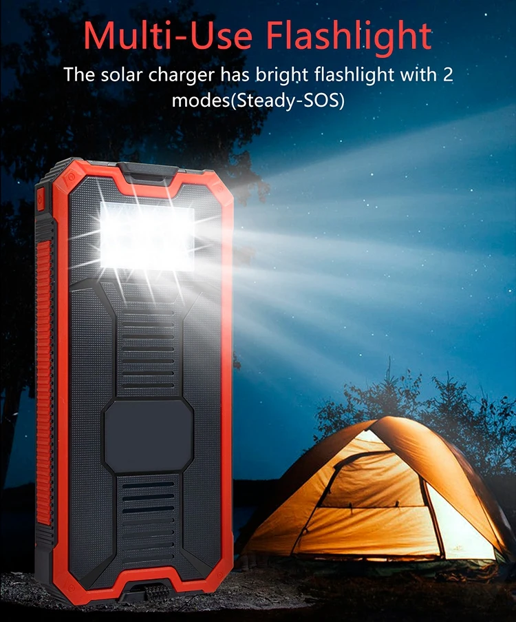 Solar Power Bank 15000mAh Portable Power Bank Solar Phone Charger Fast Charger Dual USB for Smartphones Tablet - ANKUX.COM