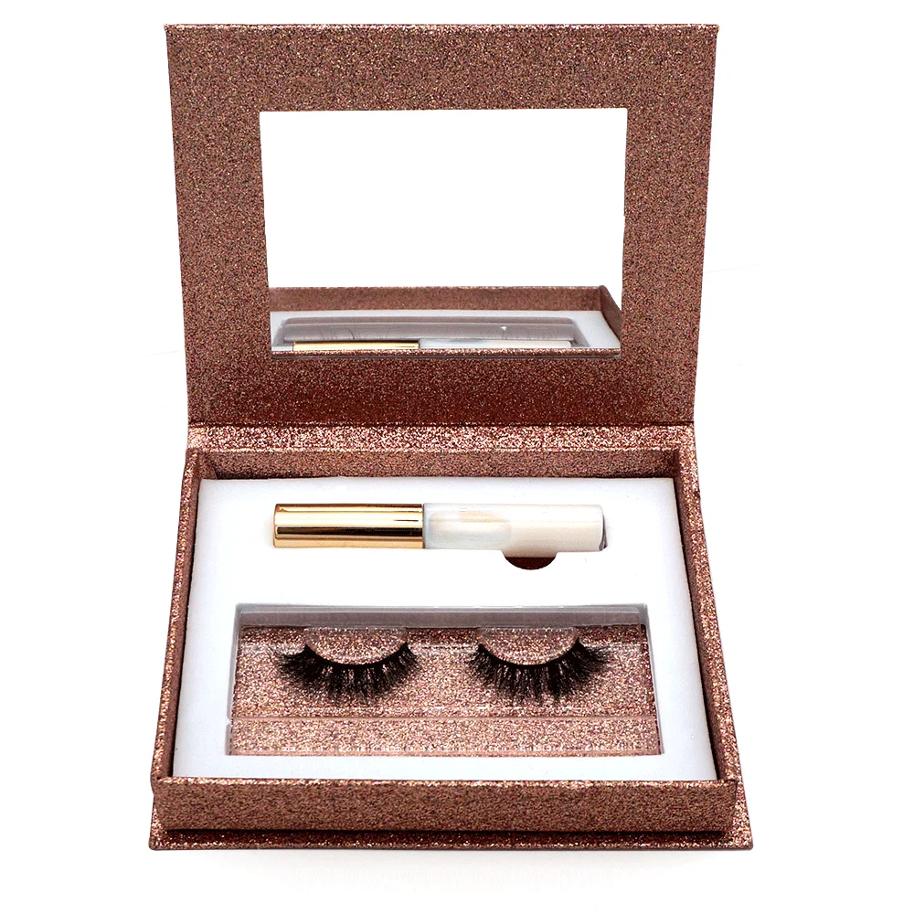 

Magnetic Eyelashes mink 5 magnets with eyeliner and tweezers private label packaging Hot sale products