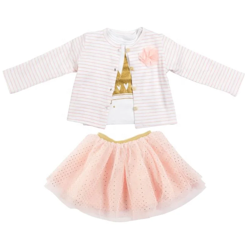 

New Arrival Latest Design Summer Cute 3 month baby girl party dresses 3 pcs 100% cotton baby dress girls, Customized color