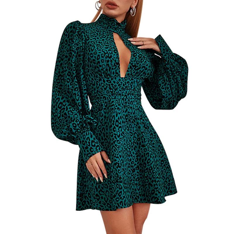 

Luxury Hollow Out Green Spring Dress 2022 Arrivals Woman Dresses Women Ladies Summer Puffy Long Sleeves Mini Dress Ropa Mujer, Customized color