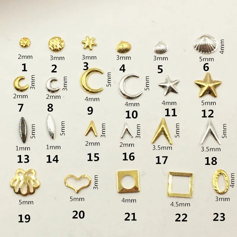 

Gold Silver Moon Shell Star Rivet Studs Metal Alloy Nail Art Decorations 3D DIY Nail Stickers Jewelry Nail Charms