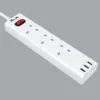 Desktop Power Module UK BASIC Surge Protector 5 outlet 3 USB White 13A led light indicator uk 4 ways extension lead with switch