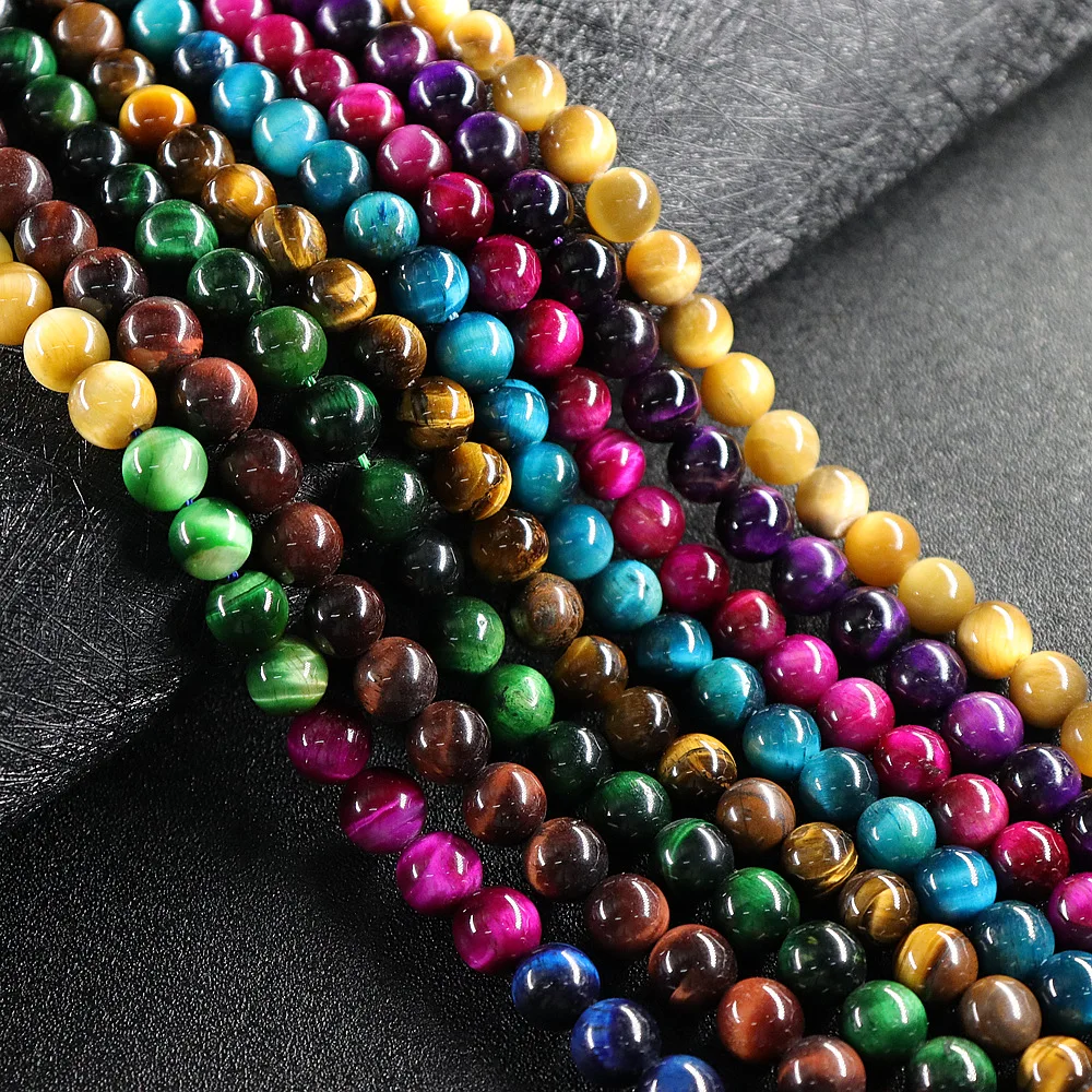 

4 6 8 10 14 mm Natural Tiger eyes Stone Gemstone Round Loose Beads for Jewelry Making