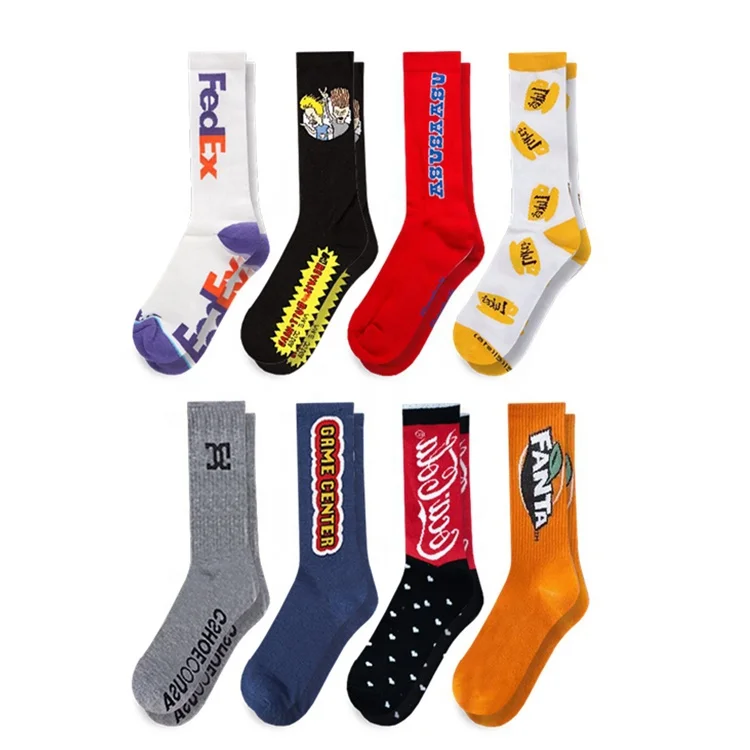 

Oem designer white black custom design men crew logo cotton sport women socks, Pantone color