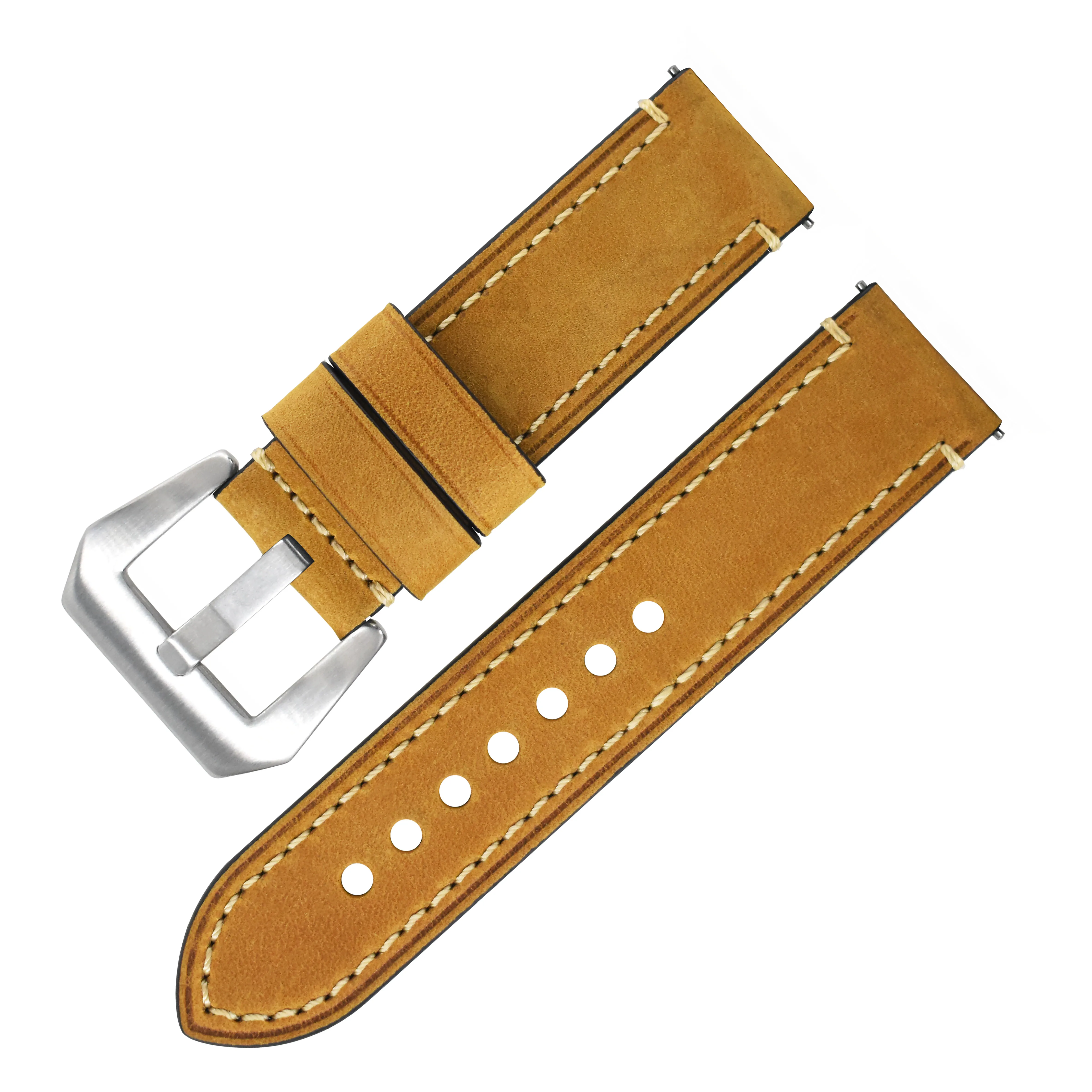 

Retro Handmade Quick Release Vintage Leather Watch Strap Replacement Width18mm 20mm 22mm 24mm or 26mm Watch Band, Khaki yellow/dark green/dark brown/black/brown/blue