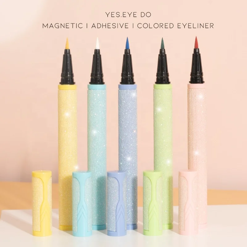 

Colorful Eyeliner Fashionable Candy Color Sweet Magnetic Eyeliner Slim Waterproof Custom Logo Private Label Vegan Glitter Tube, Multi-colored