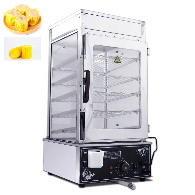 

Kitchen Equipment Glass Food Bun Steamer Machine Transparent 5 layers Stainless Steel Steamer machine