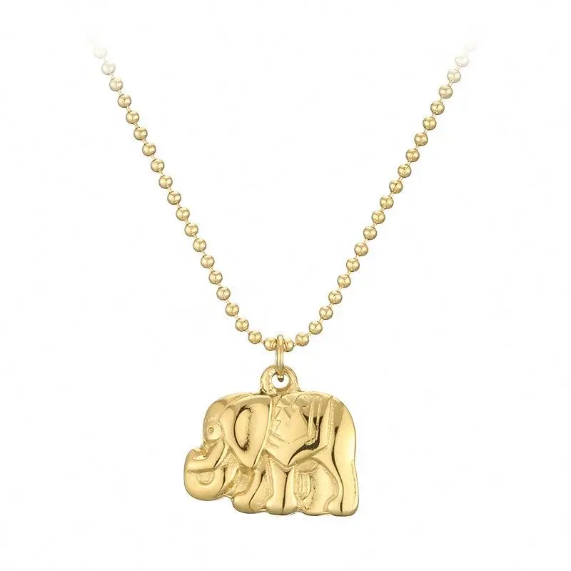 

2021 Most Popular Unisex Vogue Joker Gold Plated Elephant Animal Pendant Necklace, Gold color