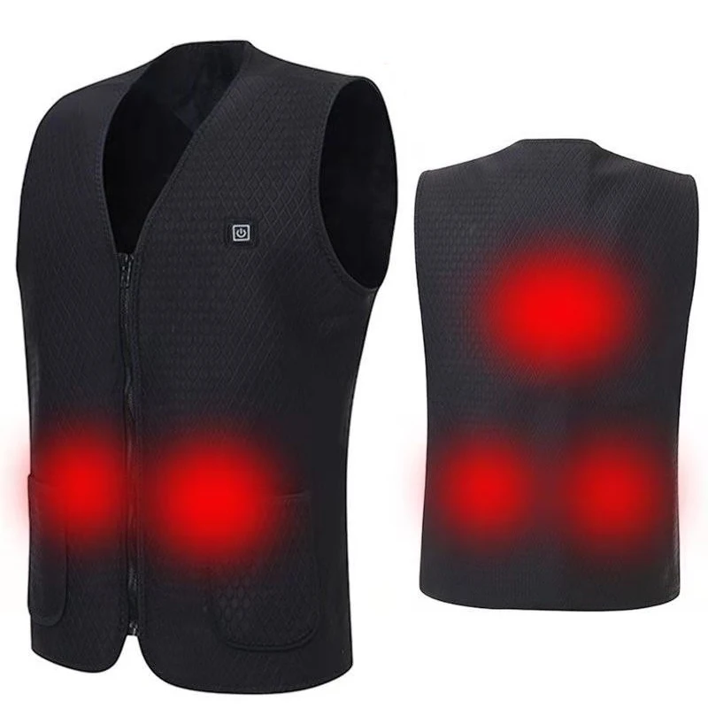 

Men Women Outdoor Infrared Heating Vest Jacket Winter Flexible USB Electric Thermal Clothing Heated Waistcoat Fishing Hiking, Black