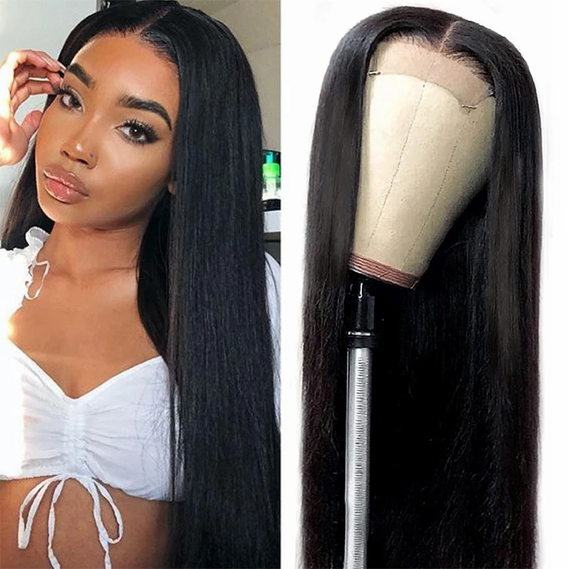

Letsfly 10A Straight 4x4 Lace Closure Wigs 150% Density Brazilian Remy Hair Virgin Cuticle Aligned Hair Wigs For Black Woman