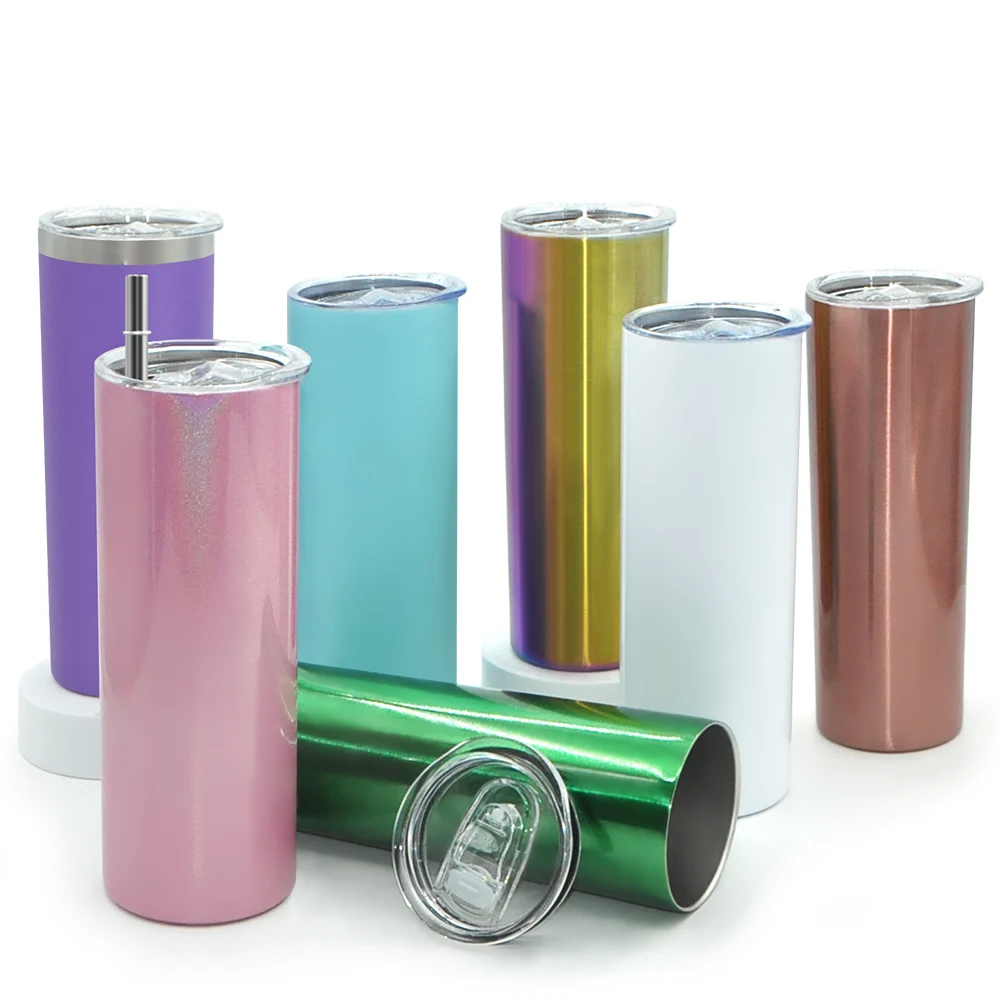 

20oz Custom Glitter Travel Straight Cup Double Wall Stainless Steel Blank Sublimation Tumbler with straw