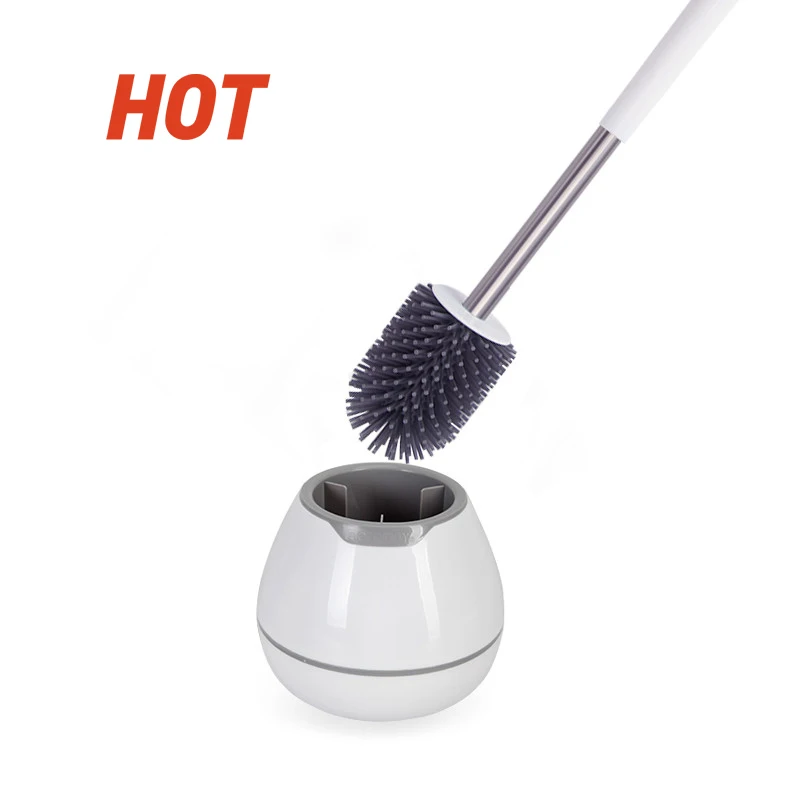 

BOOMJOY household with holder durable TPR fashionable round toilet brush, Silver