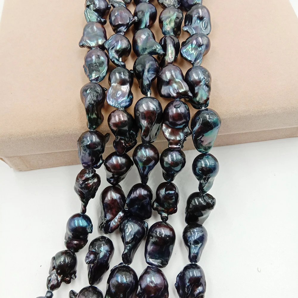 

16 inch 100% keshi freshwater pearl in strand,13-28 mm biggest black baroque pearl,black plating color ,full hole drilled