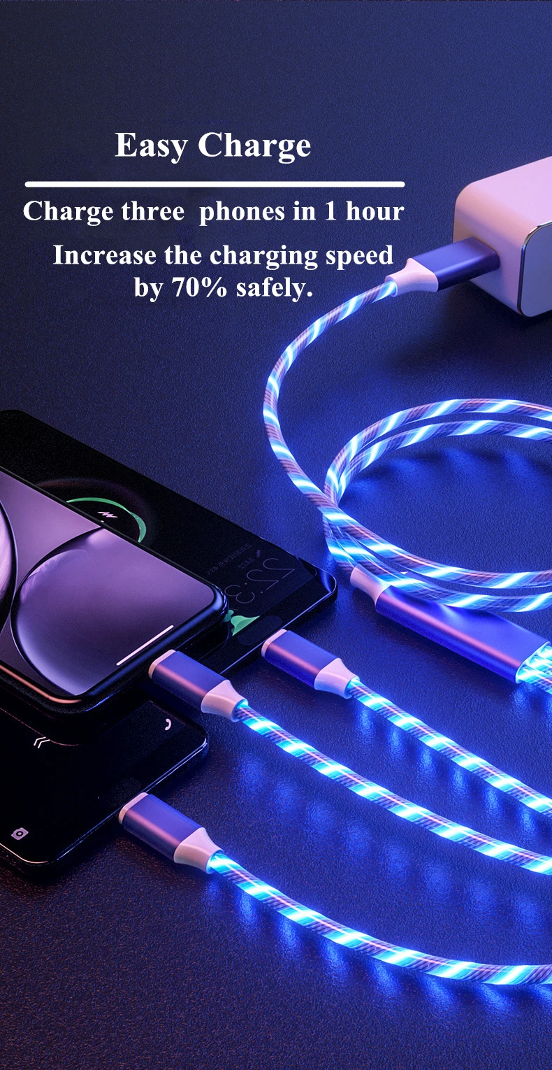 Wholesale High Quality 3 in 1 Fast Charging Cable Flexible Color Micro Usb Cable - ANKUX.COM