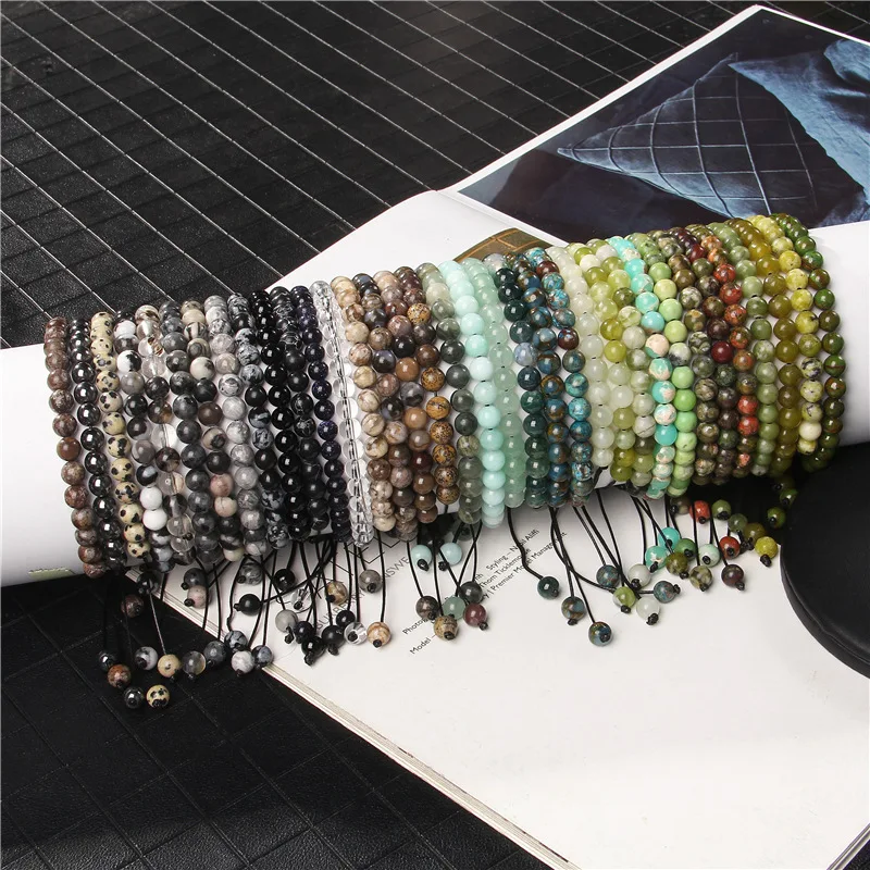 

Hot Selling Cute 6mm Gemstones Bracelet For Women and Men Handmade Beads Jewelry Lace-up Closed Wholesale Fashion Yoga Bracelet