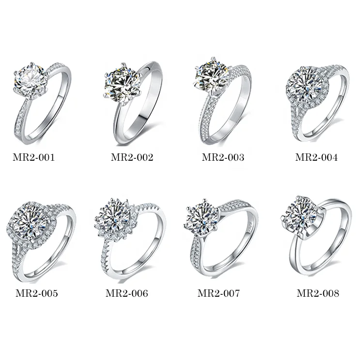 

2 carat moissanite ring sterling silver 925 high quality DEF white Prong seting moissanite diamond rings engagement