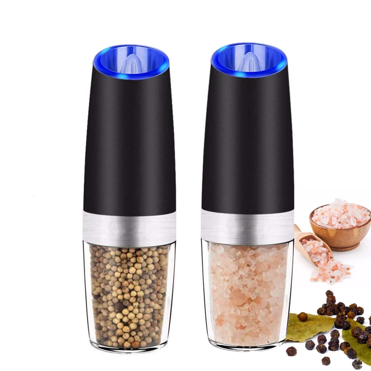 

Battery Electric Operated Spice Salt and Pepper Grinder Set of Pepper Mill with LED Light, Black