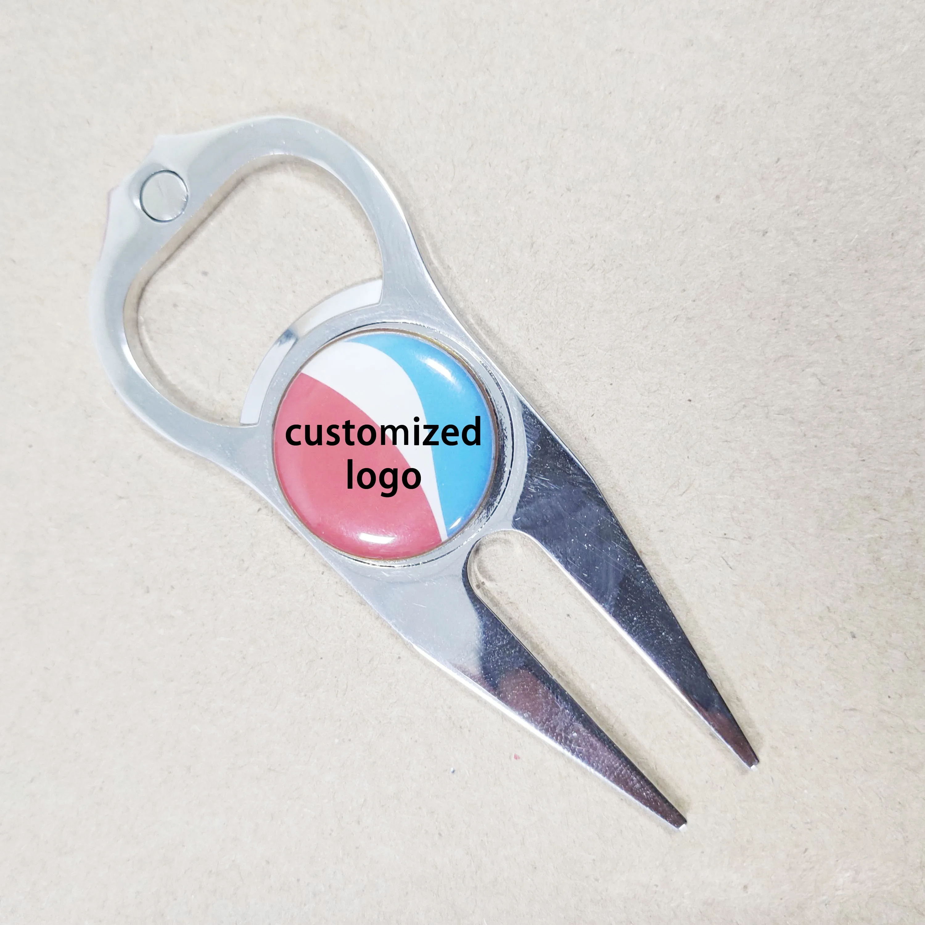 

customized logo ball marker metal bottle opener golf divot repair tool
