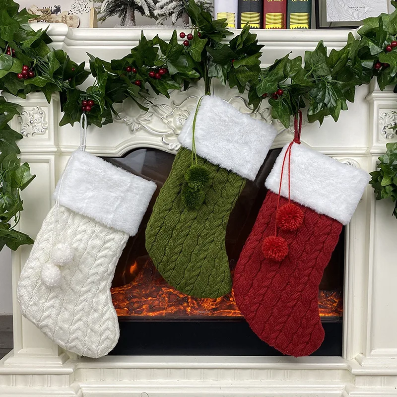

Custom top quantity christmas plush socks gift bag holiday decoration knitting socks cmax, As pictures