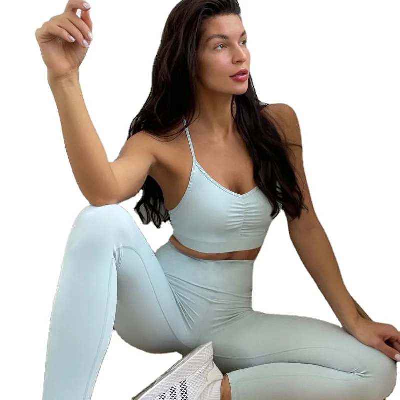 

Gym Fitness Sets women's breathable high waisted yoga pants sports legging and sports bras set woman