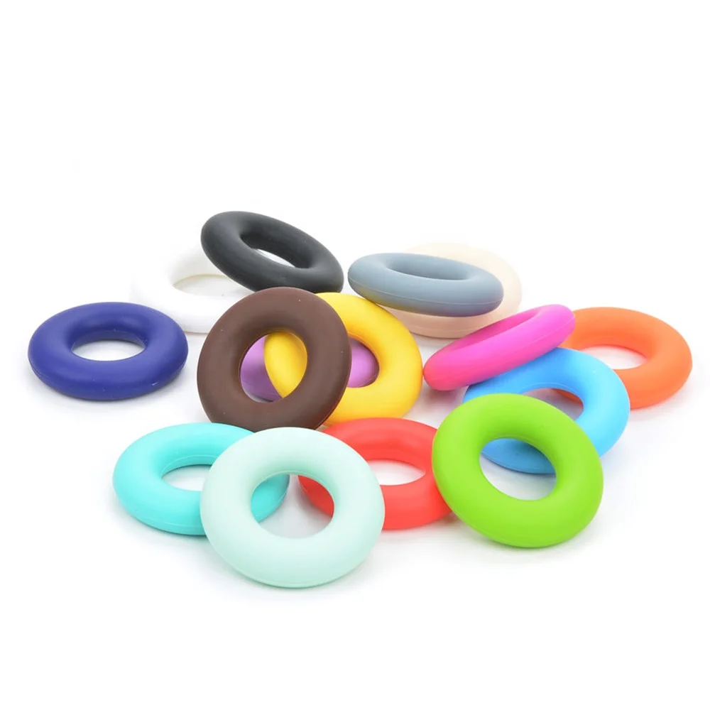 

BPA Free Safe Donut Shaped Baby Teething Jewelry Silicone Beads