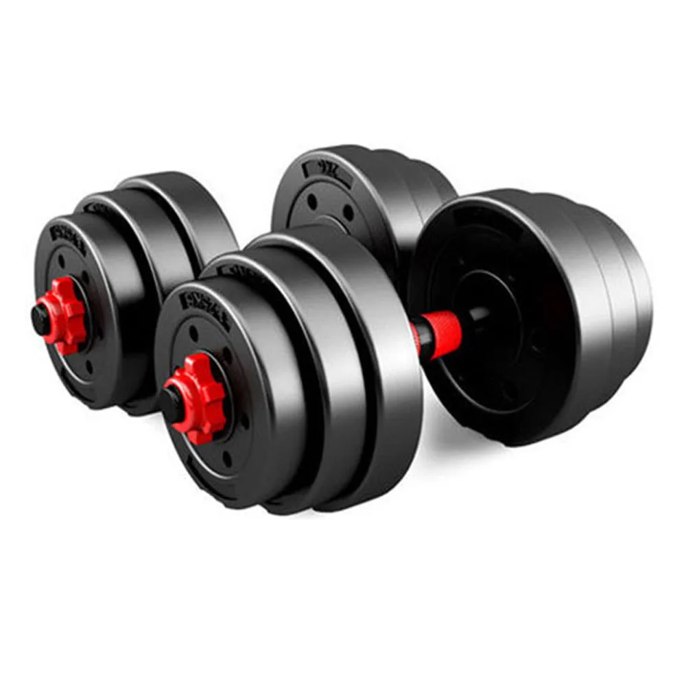 

dual purpose adjustable dumbbell for Gym workout man power weight lifting barbell 10kg 15kg 20kg 30kg 40kg, Black+red
