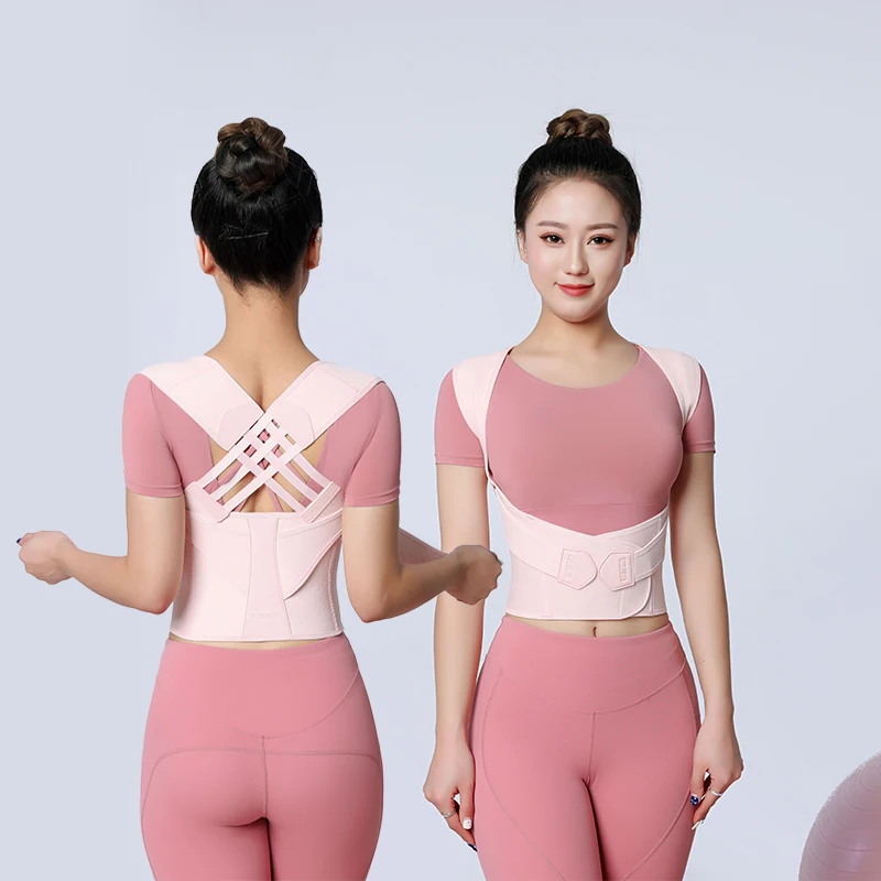 

Wholesale High Quality Adjustable Neoprene Magnetic Therapy Back Bra posture corrector straightening band logo can be customized, Pink,nude