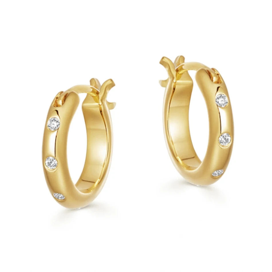 

wholesale minimalist earrings 18k gold plated 925 sterling silver hoop earrings with cubic zircon