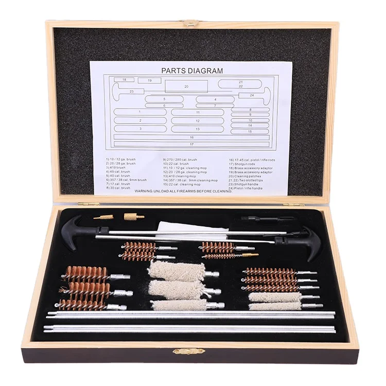 

28 Pcs Universal Tactical Hunting Accessories Wood Case Custom Brass Gun Cleaning Kit