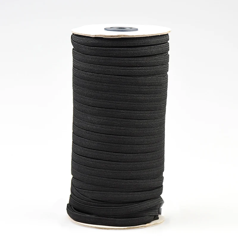 

Stock Factory 3mm 4mm 6mm flat braided Bleach and OffWhite and Black elastic tape in webbing trimming, White or black