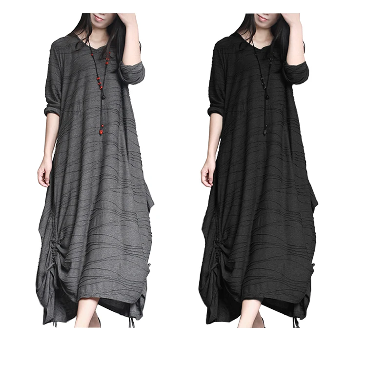 

Fashion Casual Long Dress Temperament Large Size Ladies Pleated One-piece Loose Long Skirt Everyday Wear Comfortable Dress Women