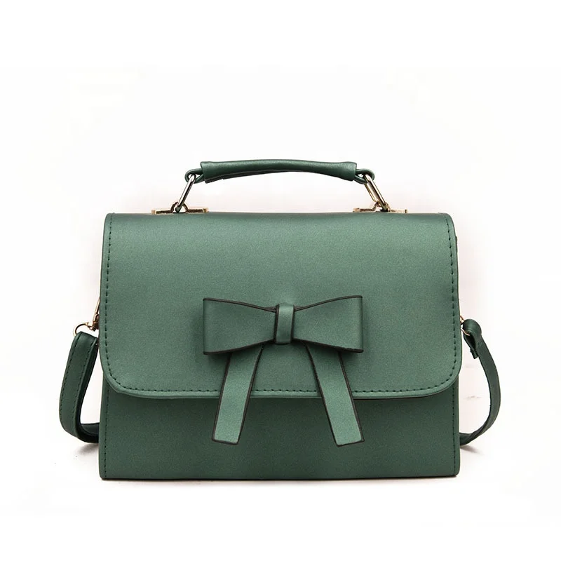 

Black green white PU material bow simple ladies shoulder bag, 3 colors