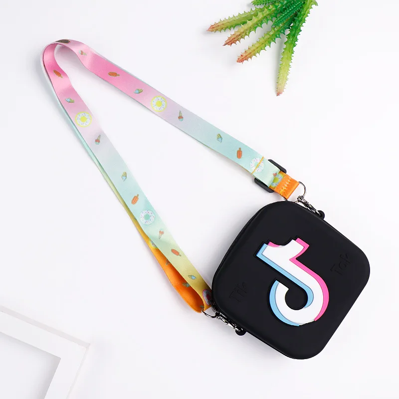 

TS9025 2021 New Fashion Tik Tok Pattern Mini Crossbody Bag Girls Shoulder Bag Cartoon Square Kids Coin Jelly Purses and Handbags