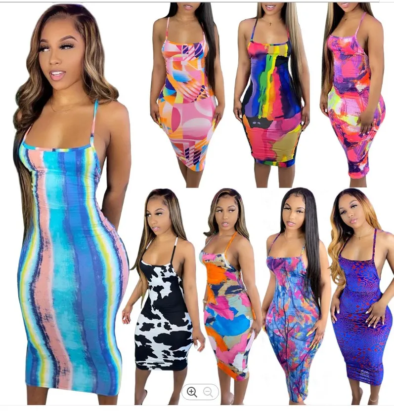 

2021 Summer Rib Knit Bodycon Backless Sundresses Sun Dress Plus Size Elegant Dresses Women Casual Dress, 5 colors