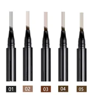 

OEM 5 Color Microblading Eyebrow Pencil Waterproof Fork Tip Tattoo Pen Tinted Fine Sketch Eye Brow Pencils Long Lasting Eyebrows